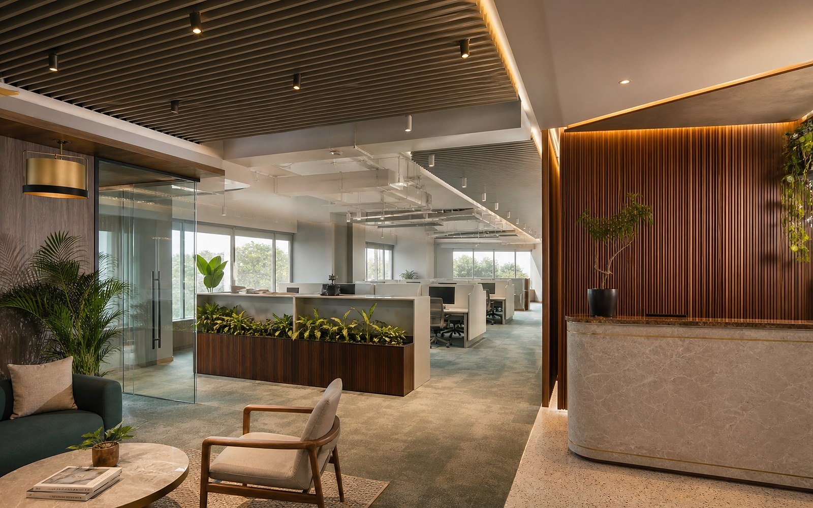 Corporate reception and visitor lounge interior